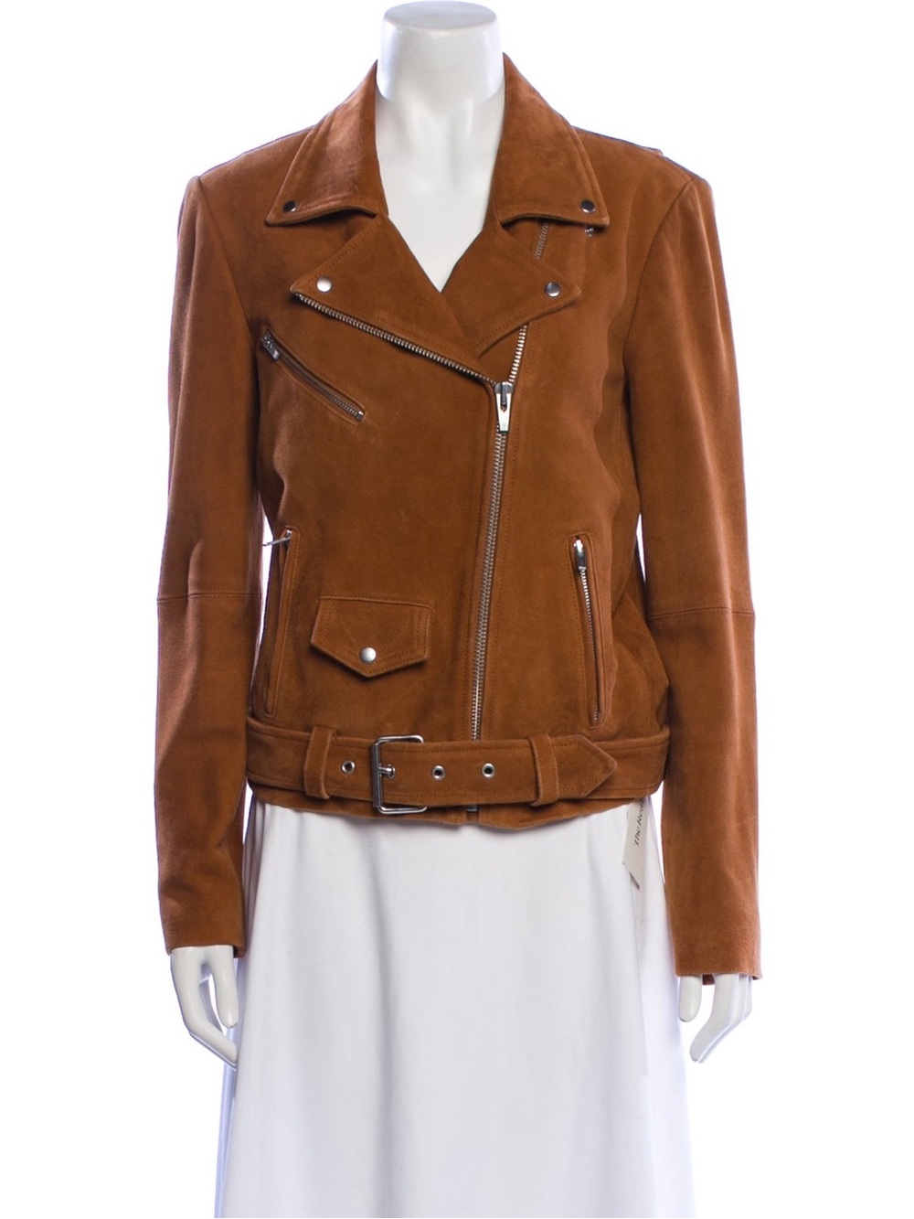 Veda Cognac Suede Moto Jacket
